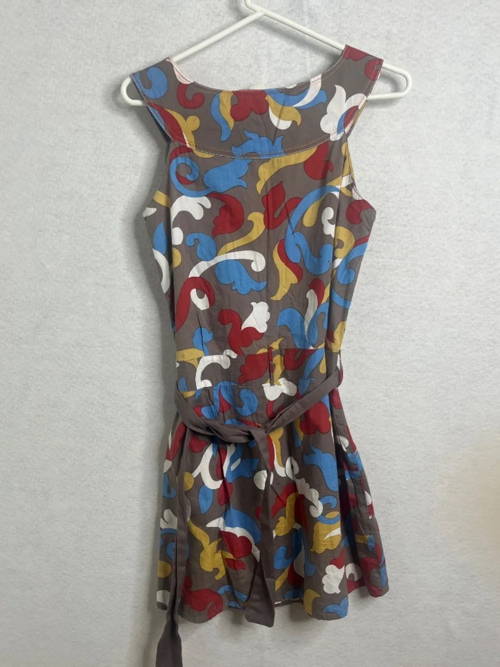 Forever Twenty One Abstract Print Sleeveless Dress Belted Retro Style - Picture 4 of 6